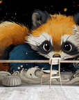 Papier peint animaux - petit raton laveur dans les feuillages