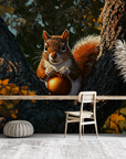 Papier peint animaux - écureuil sur une branche en automne