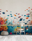 Papier peint nature - poissons tropicaux et barrière de corail