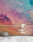 Papier peint nature - nuages colorés pastel dans le ciel