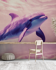 Papier peint animaux - dauphin bondissant sous un ciel rose