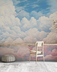 Papier peint nature - grands nuages blancs dans le ciel bleu