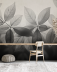 Papier peint nature - branches d'arbres en noir et blanc