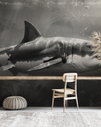 Papier peint animaux - requin blanc majestueux en noir et blanc