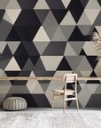 Papier peint géométrique - mosaïque de triangles gris et noirs