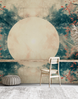 Nature wallpaper - mystical full moon and red cherry blossoms