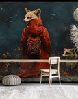 Papier peint animaux - renards en manteau sous la lune