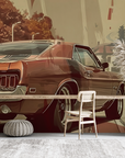 Papier peint voitures - voiture de collection orange dans la rue