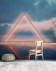 Nature wallpaper - luminous gold triangle above the ocean