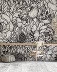 Nature wallpaper - black and white rose garden