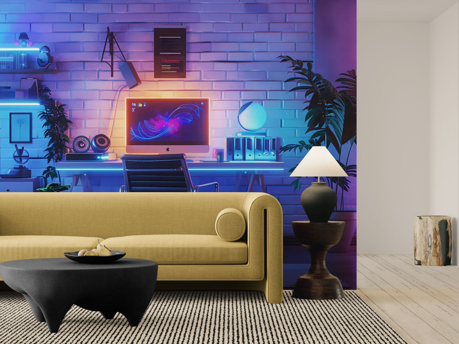 Papier Peint Gaming - Bureau RGB Futuriste