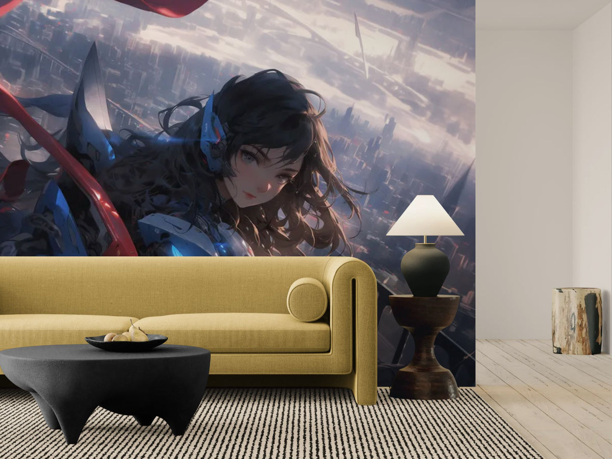 Anime behang - Vrouwelijk krijger in harnas