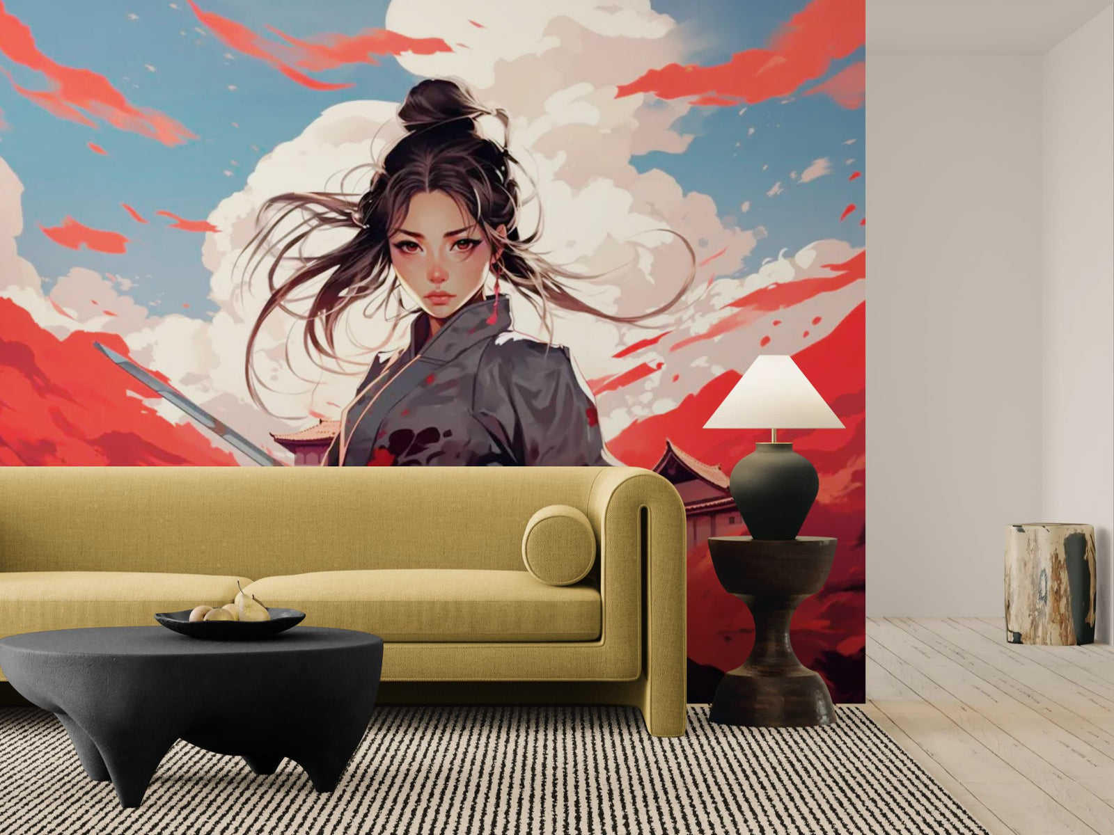 papier peint japonais - samouraï écarlate