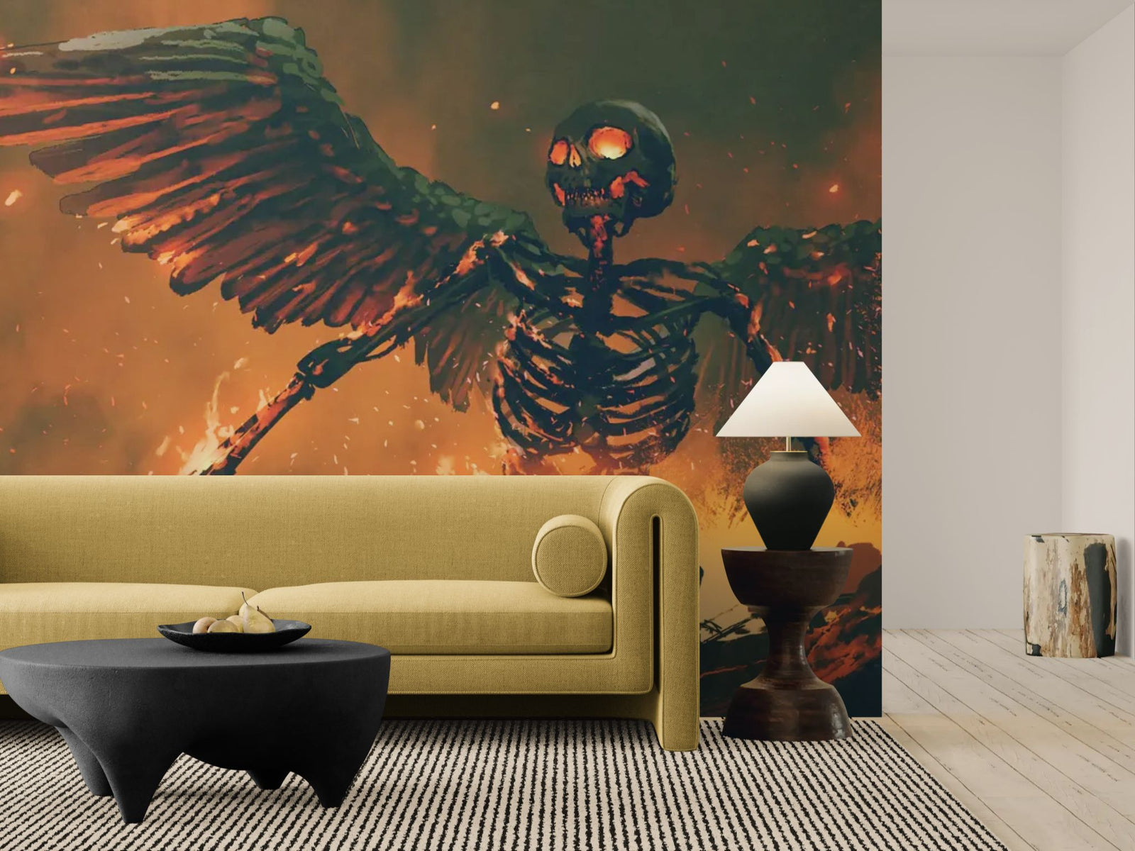 Papier Peint Dark Fantasy - Ange Squelette Infernal