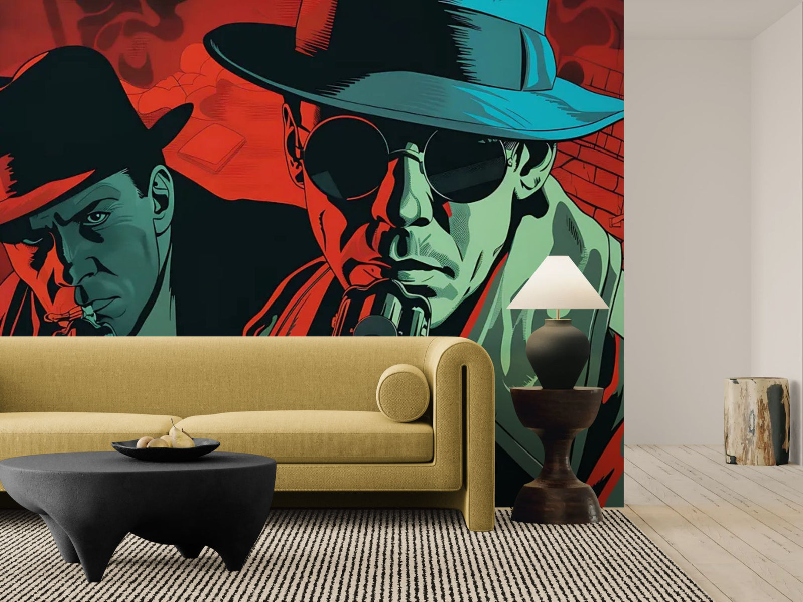 Papier Peint Rétro Comics - Gangsters Noir