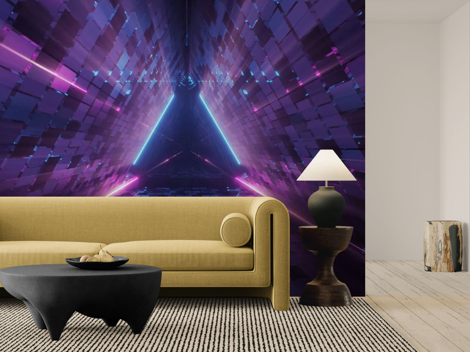 Papier Peint Futuriste - Corridor du Triangle Quantique