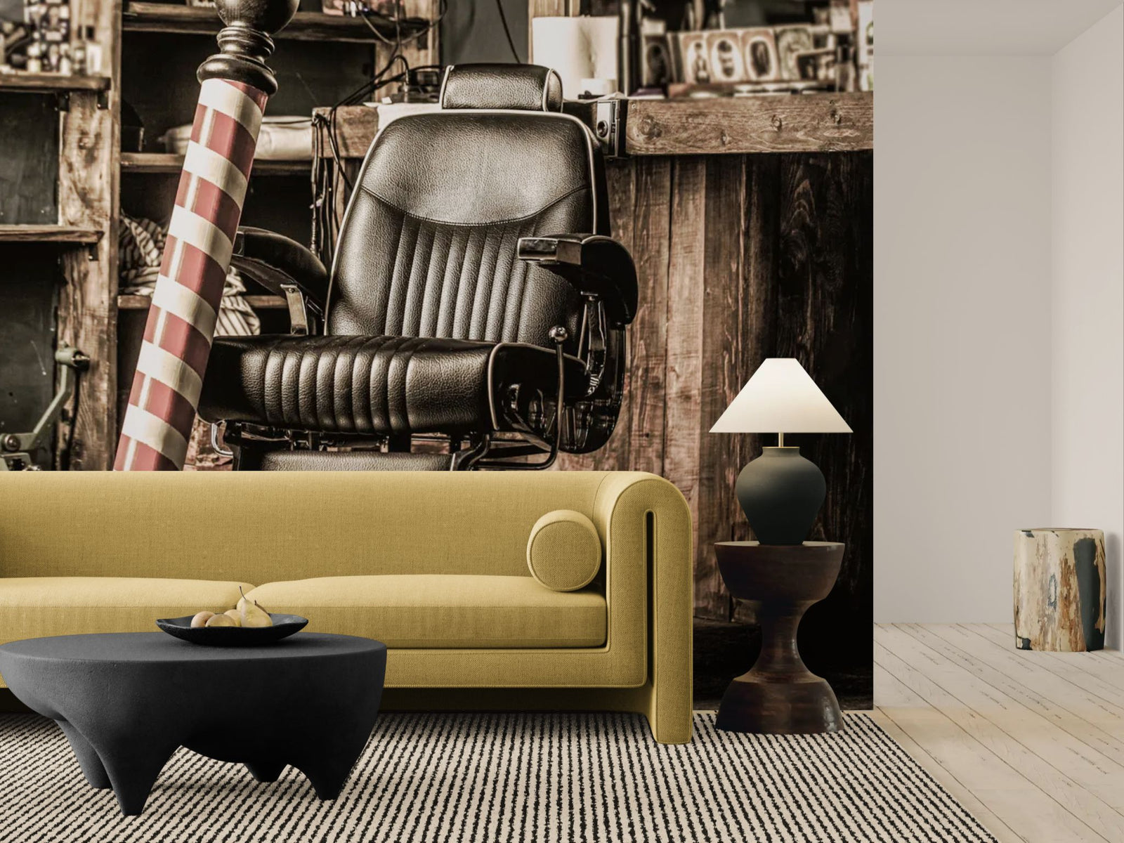 Vintage wallpaper – Authentic barber chair