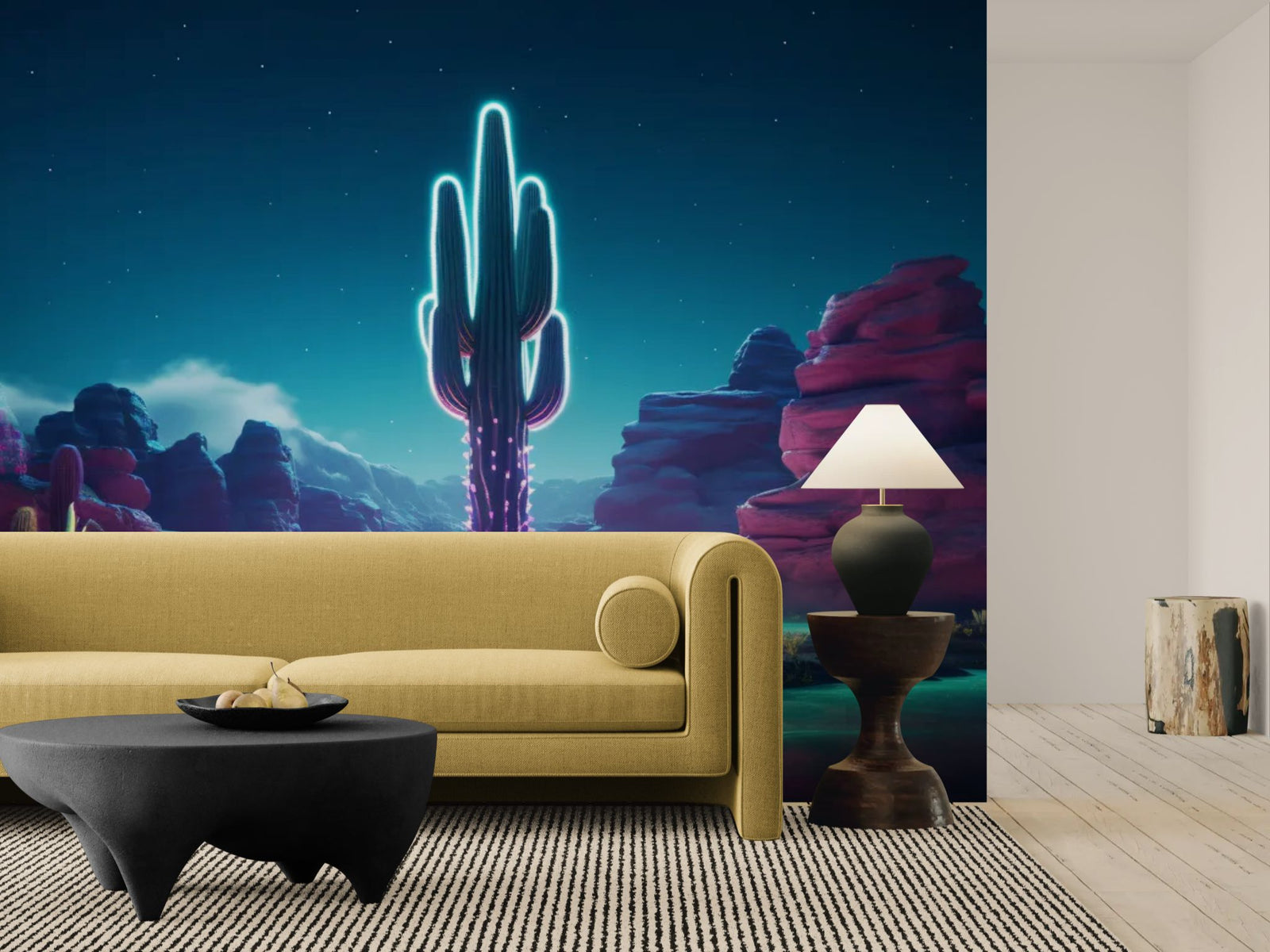 papier peint paysage - cactus néon