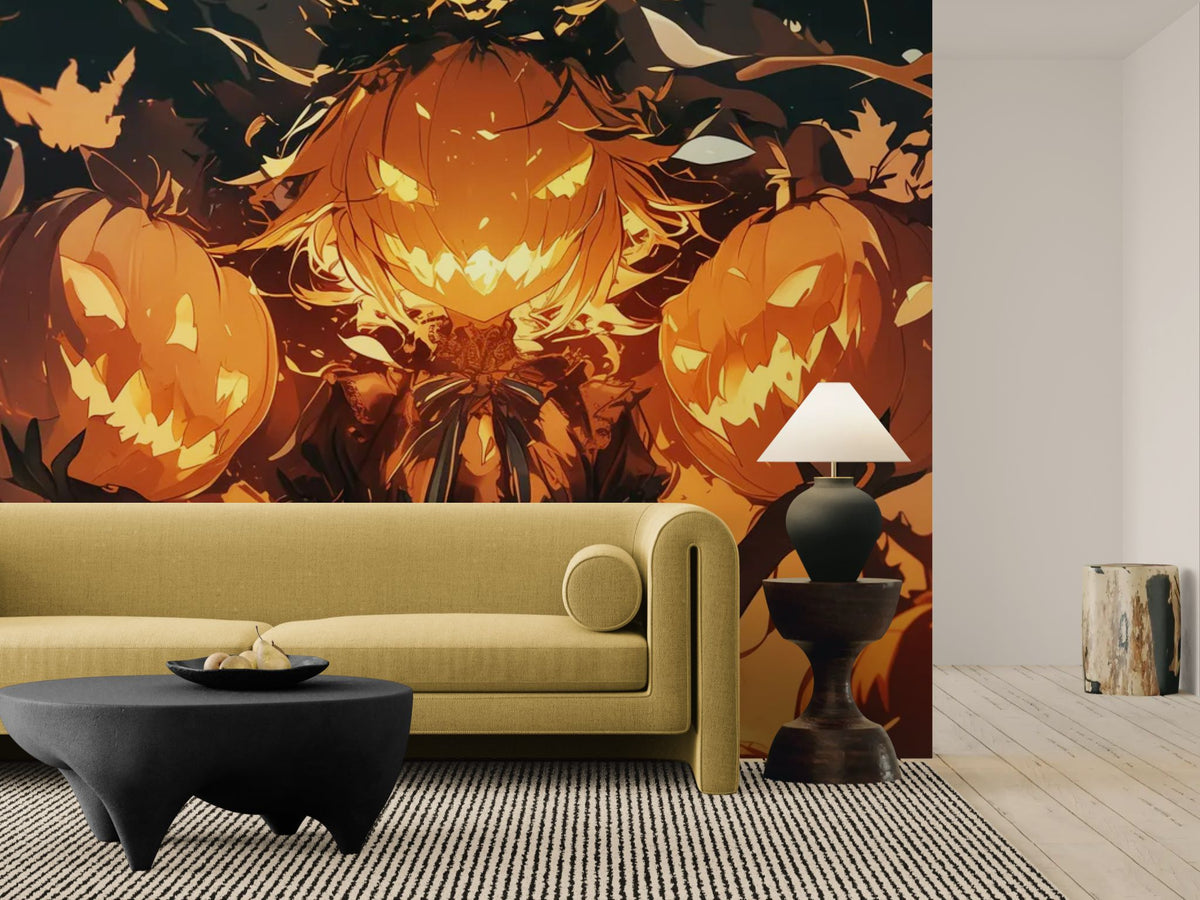 Tapeta halloweenowa – postać z dyniową głową