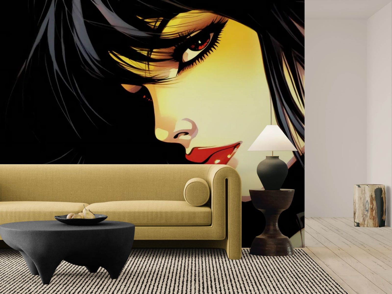 Papier Peint Anime - Portrait Noir Écarlate