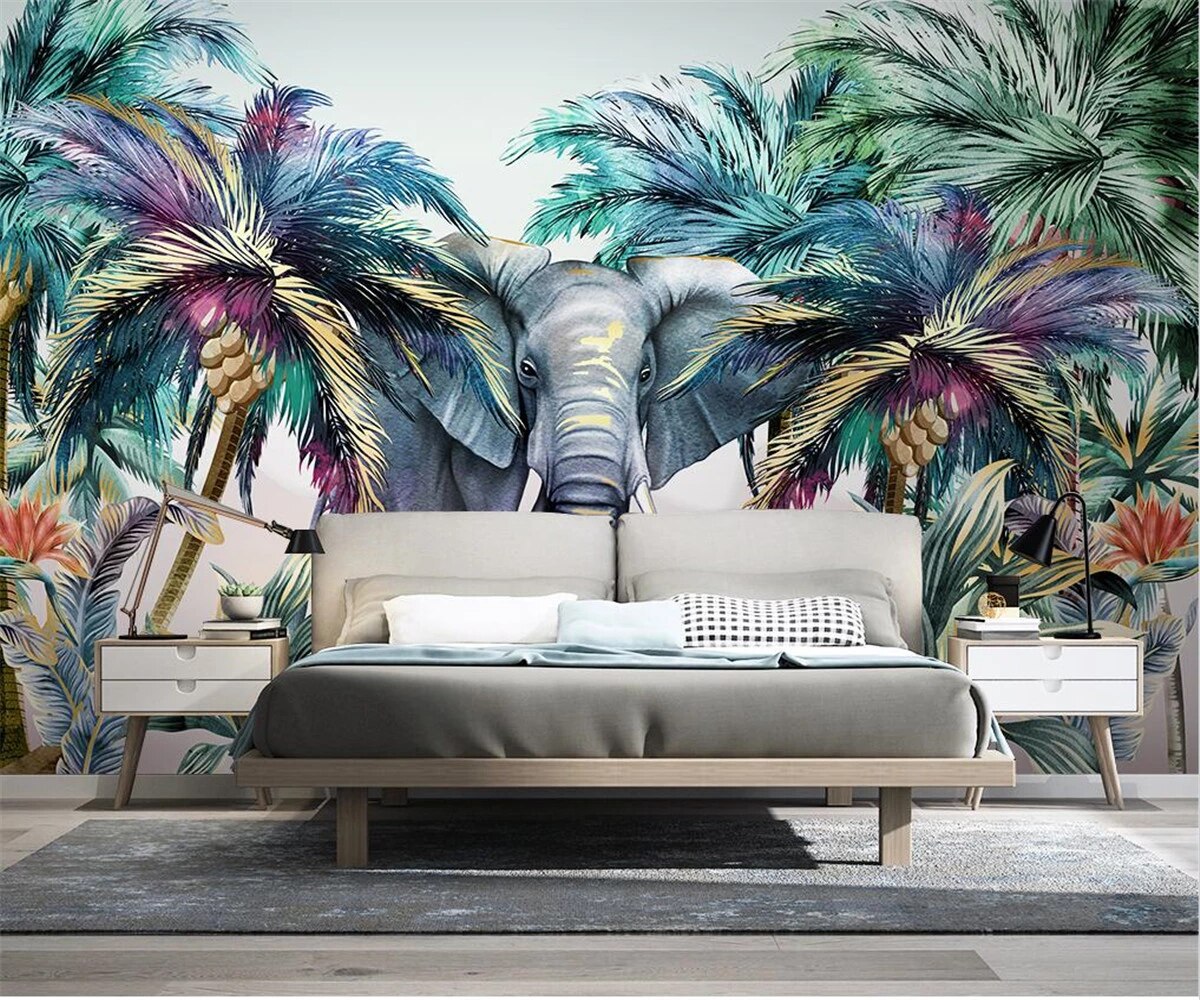 Animal Wallpaper - Elephant under Palm Trees