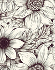 Black and White Wallpaper - Fine Illustration Flowers