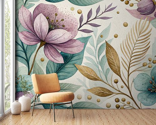 Floral wallpaper - large watercolor lilies