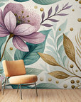 Papier peint fleuri - grands lys aquarelle