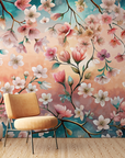 Papier peint fleuri - cerisier vintage pastel
