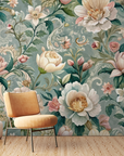 Papier peint fleuri - style damas classique