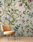 Papier peint fleuri - feuillage champêtre moderne