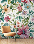Papier peint fleuri - tulipes champêtres modernes