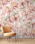 Papier peint fleuri - pivoines roses aquarelle
