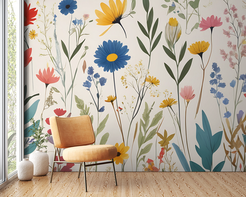 Floral wallpaper - watercolor wild meadow