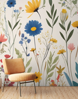 Papier peint fleuri - prairie sauvage aquarelle