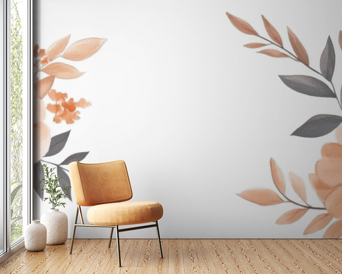 Floral wallpaper - pink watercolor frame