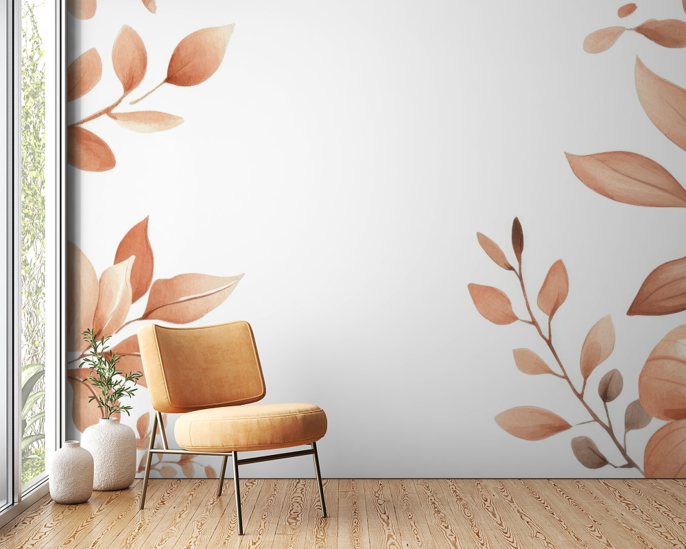 Papier peint fleuri - cadre sauvage automne