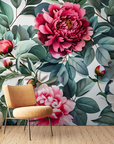 Papier peint fleuri - roses fraîches naturelles