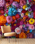 Papier peint fleuri - tapis floral multicolore