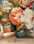 Papier peint fleuri - pivoines d'antan colorées