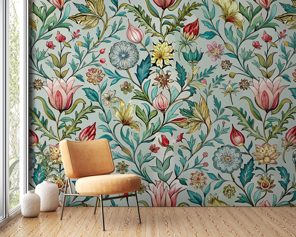 Papier peint fleuri - tapisserie william morris