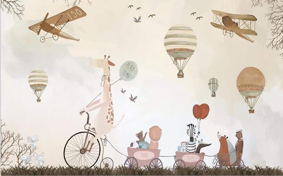 Children's Wallpaper - Adventurous Animals Walk