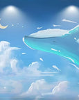 Papier Peint Enfant - Baleine Bleue Dans Les Nuages Nocturnes