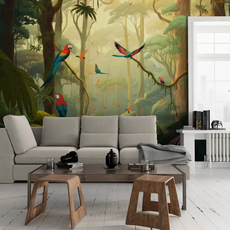 Landscape Wallpaper - Amazon Rainforest and Parrots