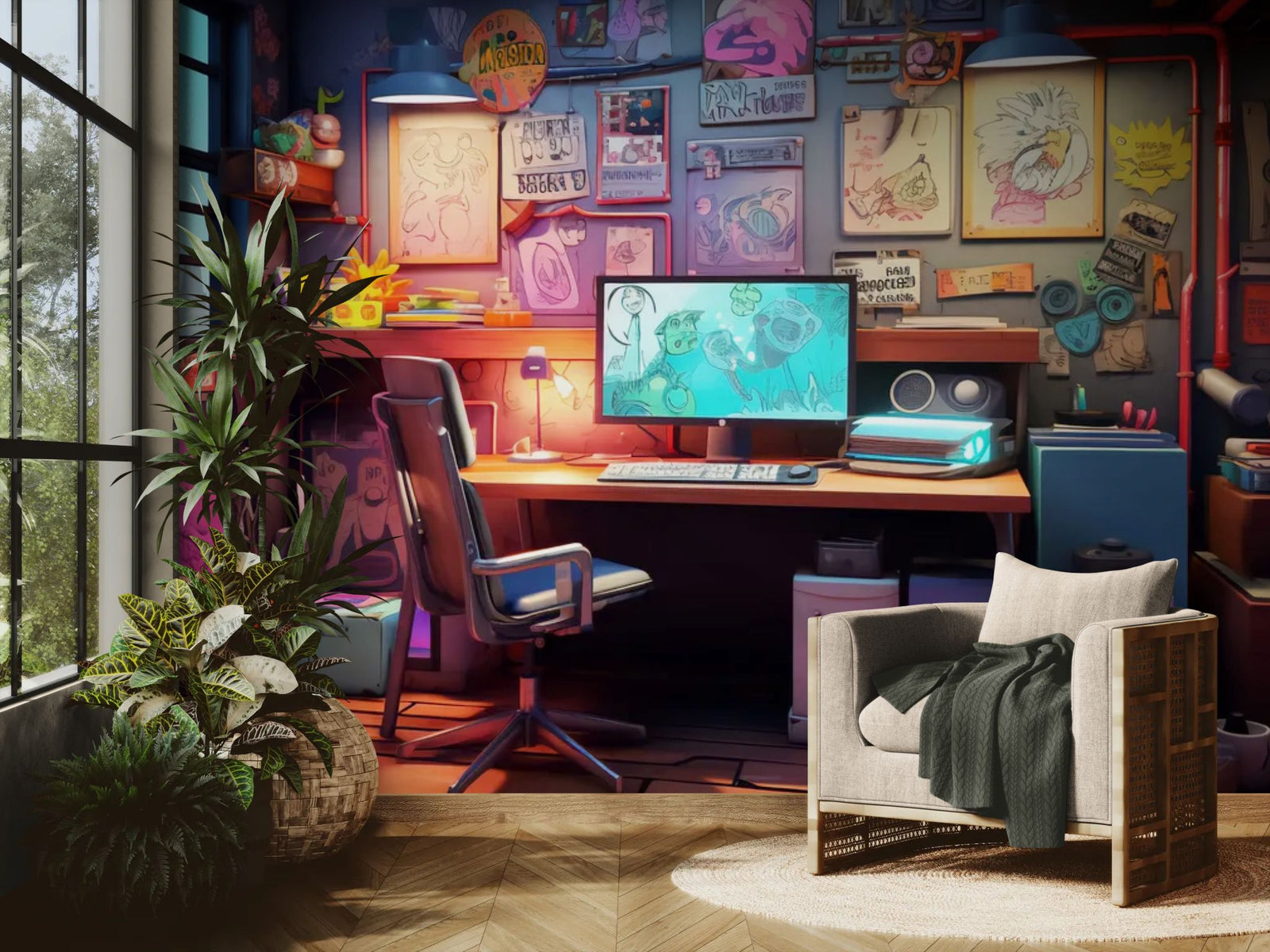 Papier Peint Artist Room - Atelier Créatif Graphique