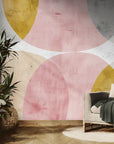 Papier peint Artistique – Motif abstrait jaune et rose