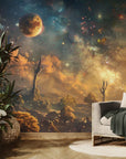 Fantasy wallpaper – celestial forest with stars