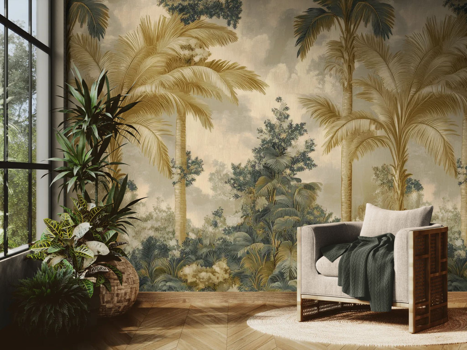 Tropical wallpaper – vintage illustrated palm trees