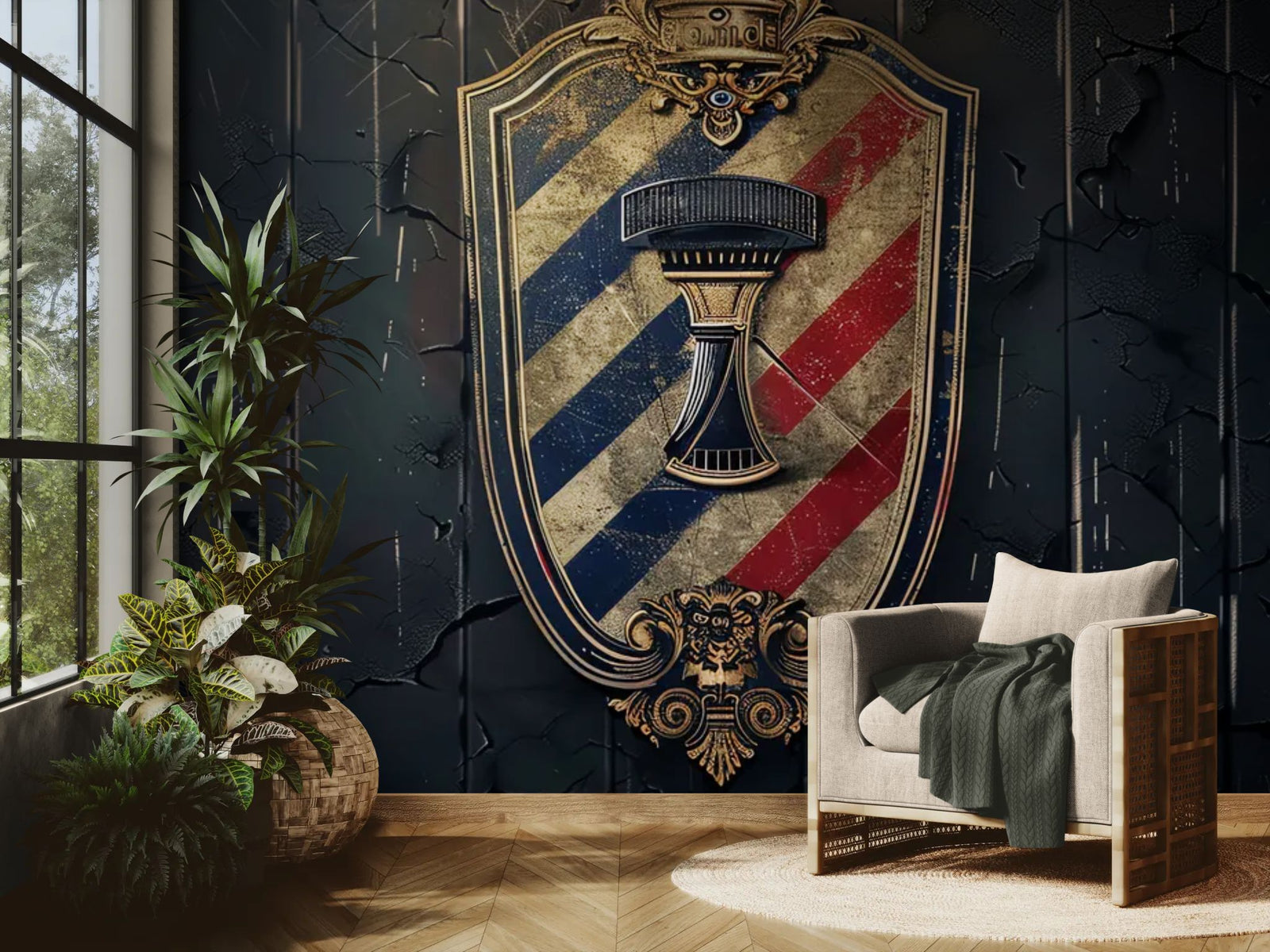Vintage wallpaper – retro barber emblem