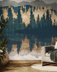 Nature wallpaper – forest and mountains reflected